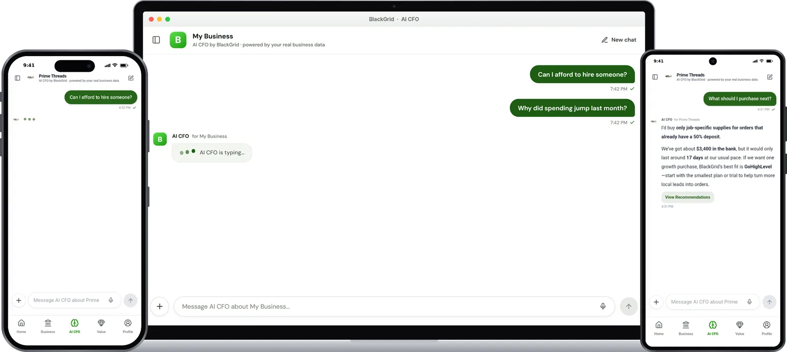 AI CFO across iPhone, web and Android